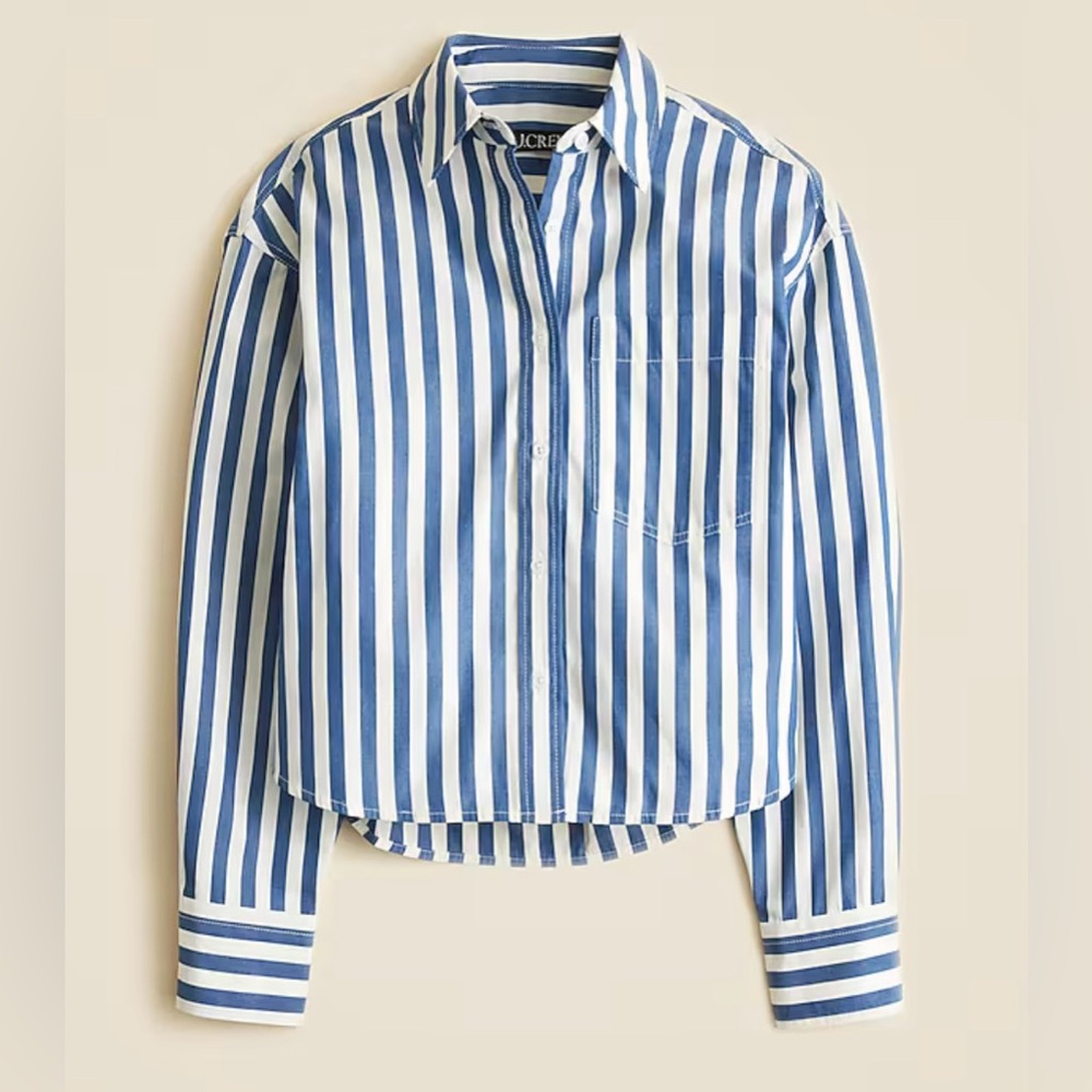 J.Crew Étienne cropped button-up shirt in striped cotton poplin - Picture 4 of 8